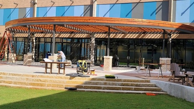 Courtyard pergola, final site work
