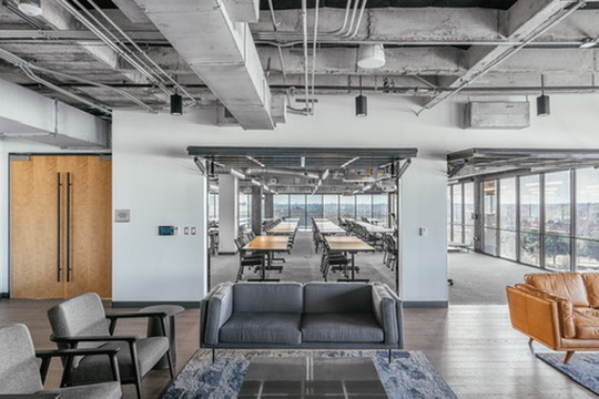 Open workspace with exposed ceilings